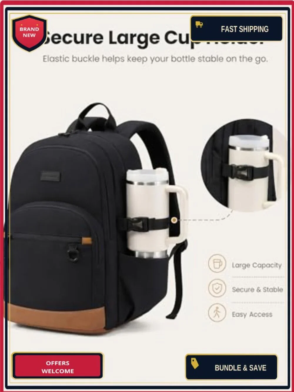 Waterproof Travel Laptop Backpack 15.6